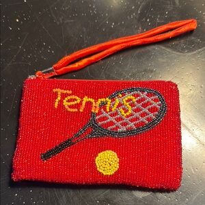 Red Beaded Tennis Wristlet